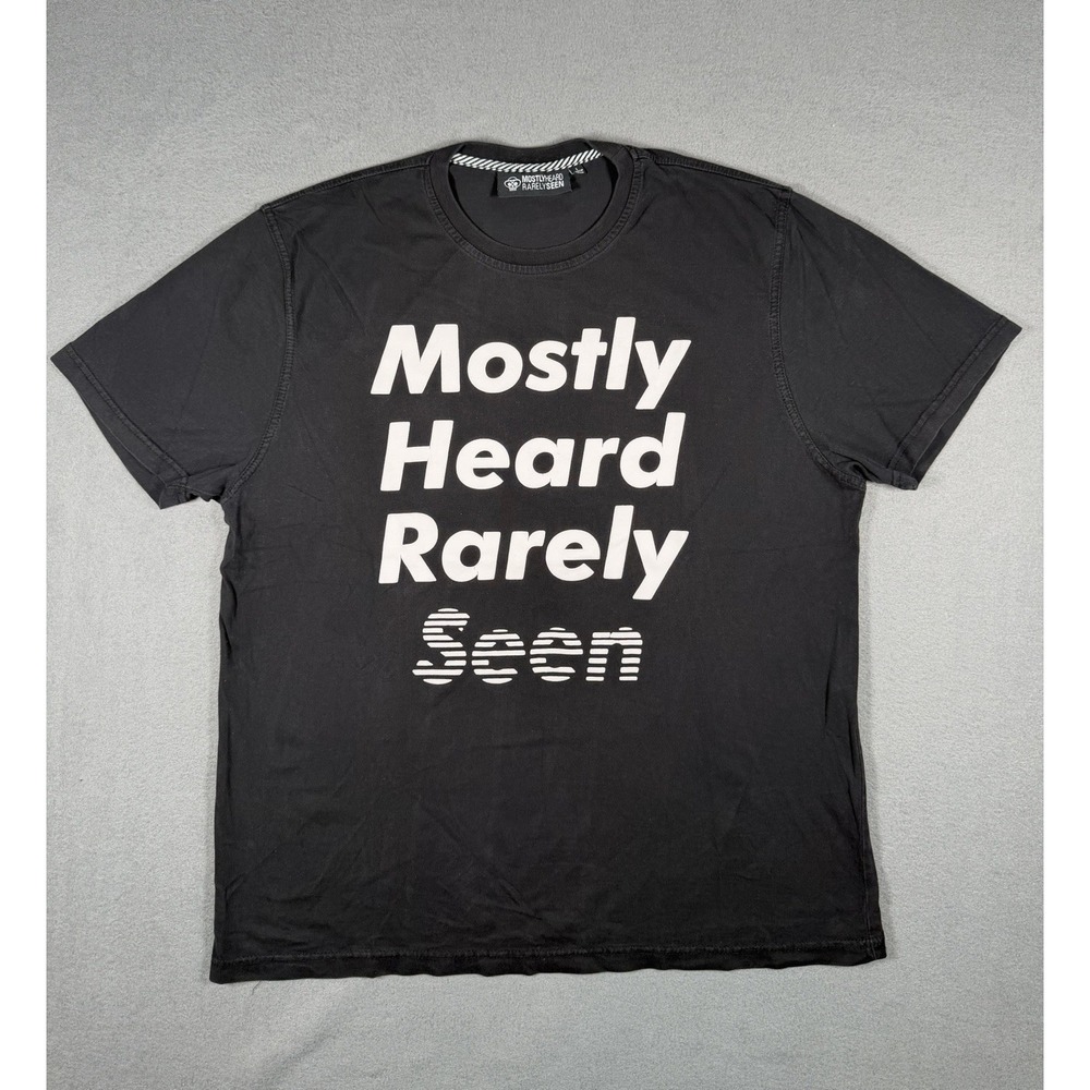 Mostly Heard Rarely Seen Disappearing Tee Black Graphic Streetwear Shirt L